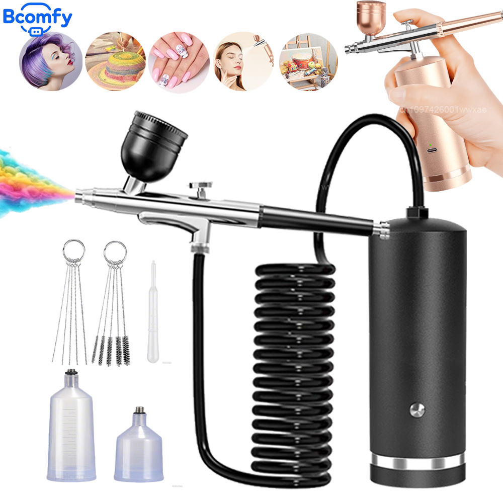 Airbrush Kit With Mini Compressor - Aerógrafo con Compresor Recargable, Mini Pistola
