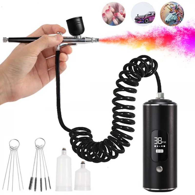 Airbrush Kit With Mini Compressor - Kit de compresor de aire, pistola