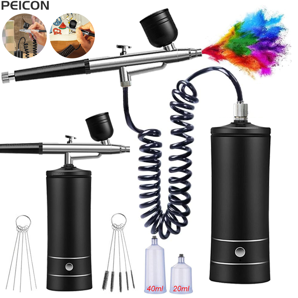 Airbrush Kit With Mini Compressor - Aerógrafo con compresor, aerógrafo portátil, pulverizador