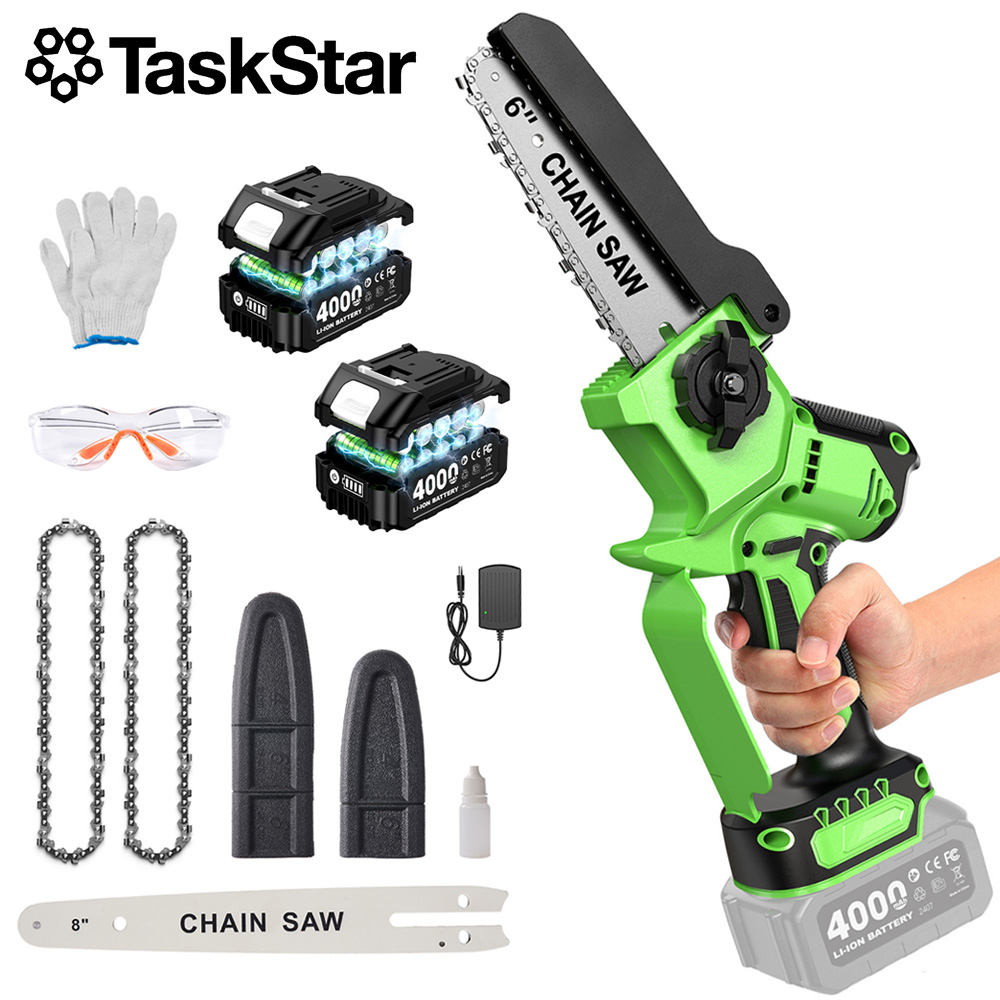 Mini Electric Chainsaw 6 Inch - Motosierra eléctrica sin escobillas TaskStar, sierra