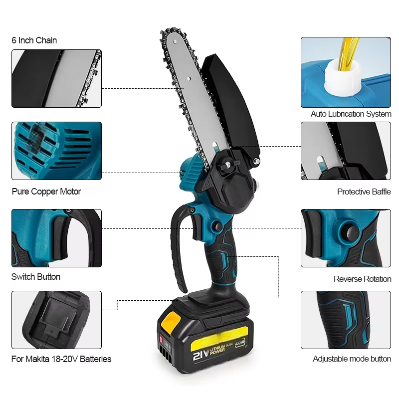 Minisierra eléctrica de iones  - Mini Electric Chainsaw 6 Inch reseña y precio