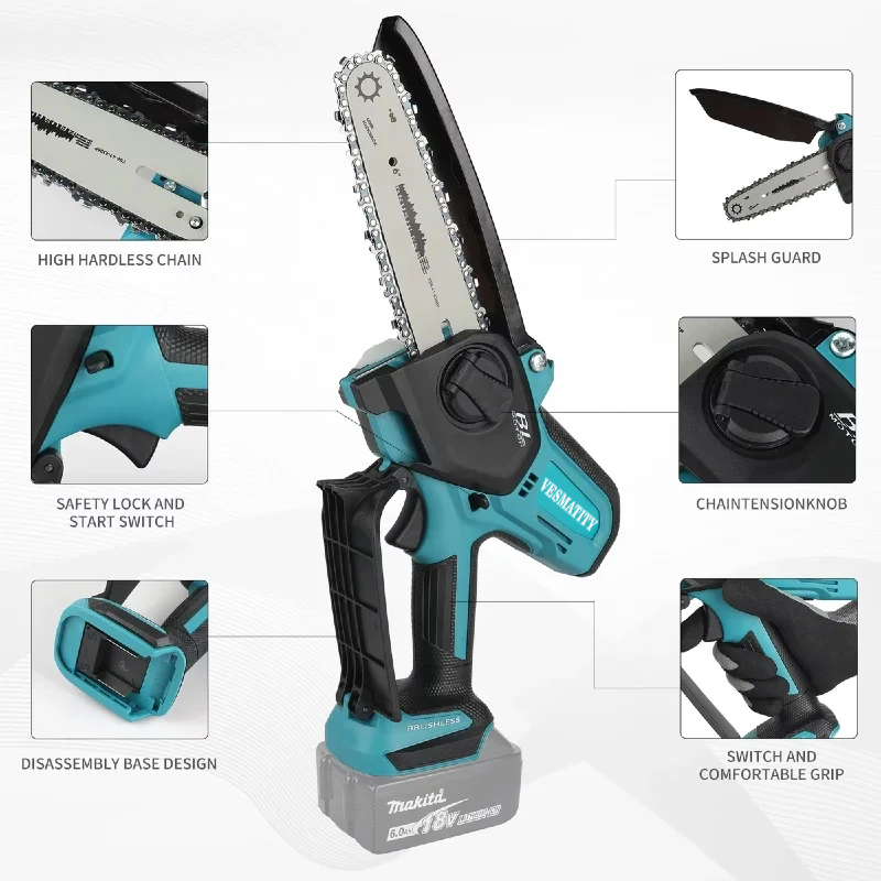 VESMATITY, motosierra eléctric - Mini Electric Chainsaw 6 Inch reseña y precio