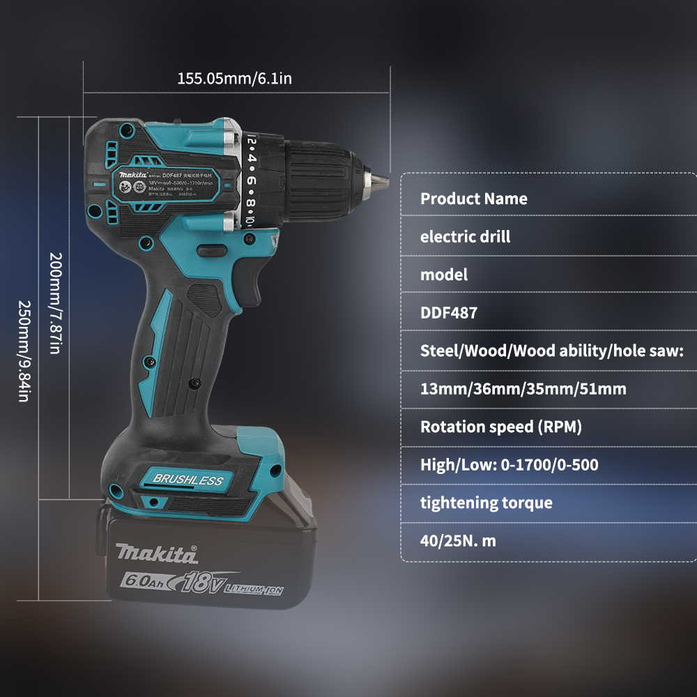 Taladro inalámbrico sin escobi - Brushless Cordless Electric Drill 18V reseña y precio